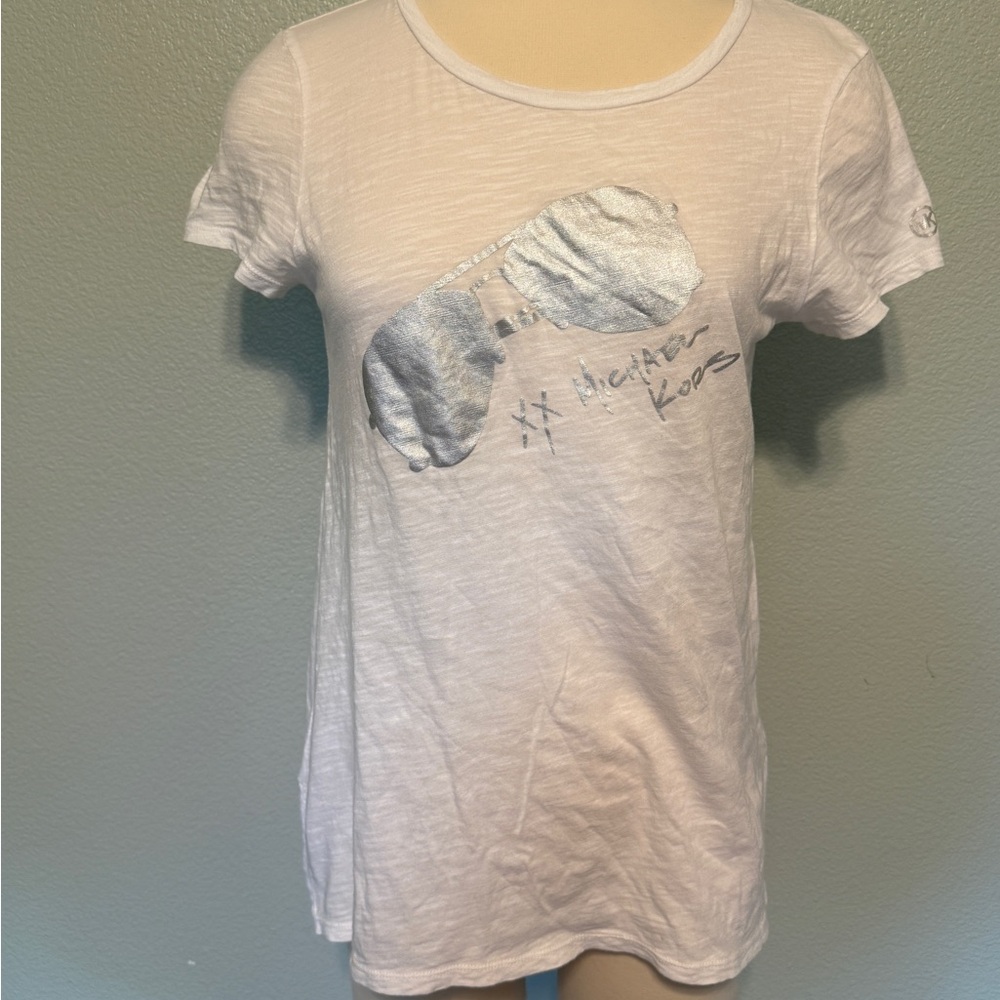 Michael Kors White‎ Tee with Silver Graphic